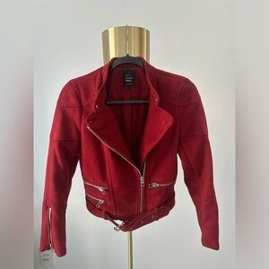 Zara - Dark Cherry Faux Suede Jacket - TRF S